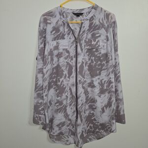 #18 Rock And‎ Republic Long Roll Sleeve Zip-Up Blouse Size M